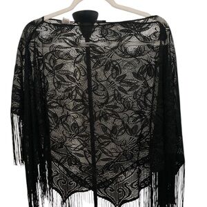 Black Fringe Poncho